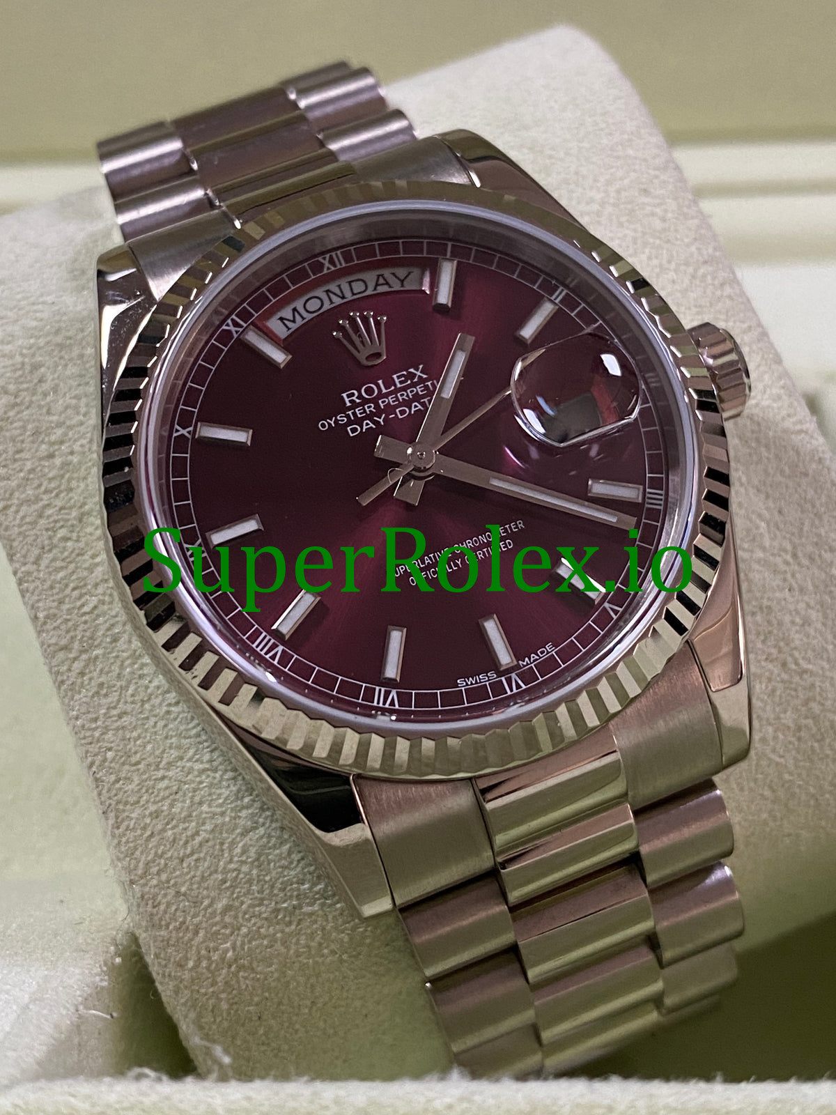 Rolex Day-Date 36MM White Gold Cherry Dial Ref.118239