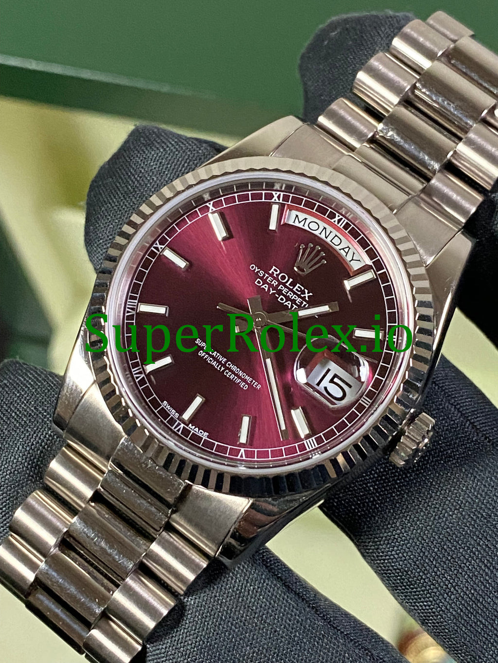 Rolex Day-Date 36MM White Gold Cherry Dial Ref.118239