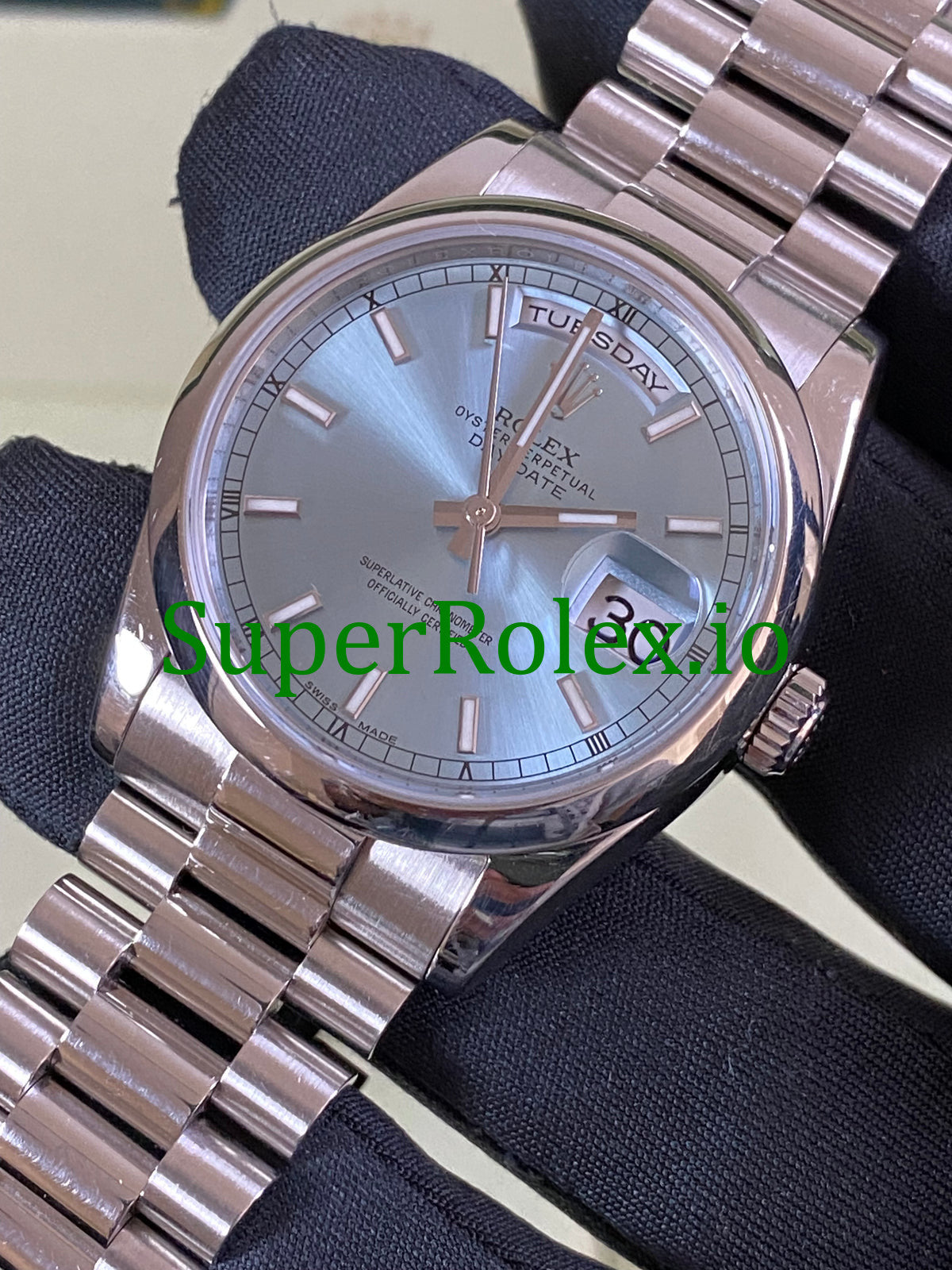 Rolex Platinum Day-Date 36MM Ice Blue Index Dial Ref.118206