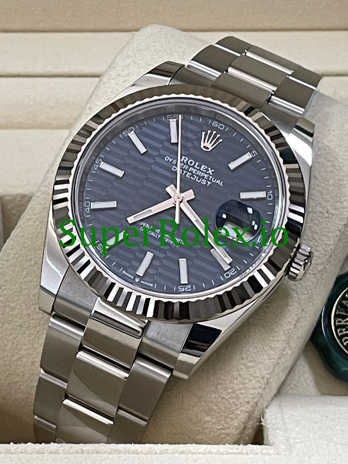 Rolex Datejust 41 Steel Bright Blue Fluted-Motif Dial Ref.126334
