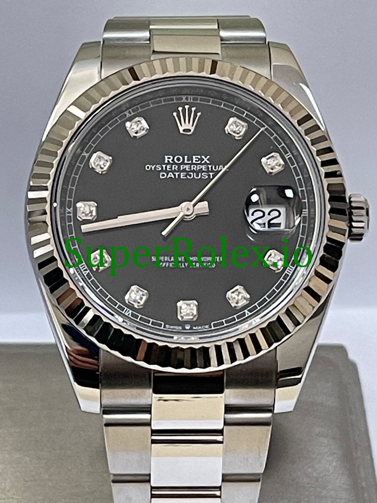 Rolex Datejust 41 Steel and White Gold Rolesor Black Diamond Dial Ref.126334