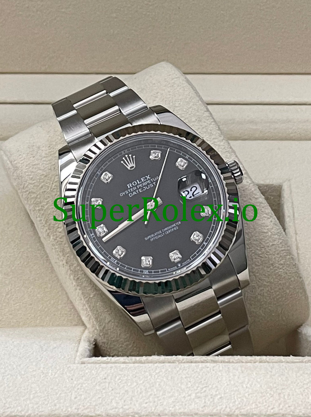 Rolex Datejust 41 Steel and White Gold Rolesor Black Diamond Dial Ref.126334