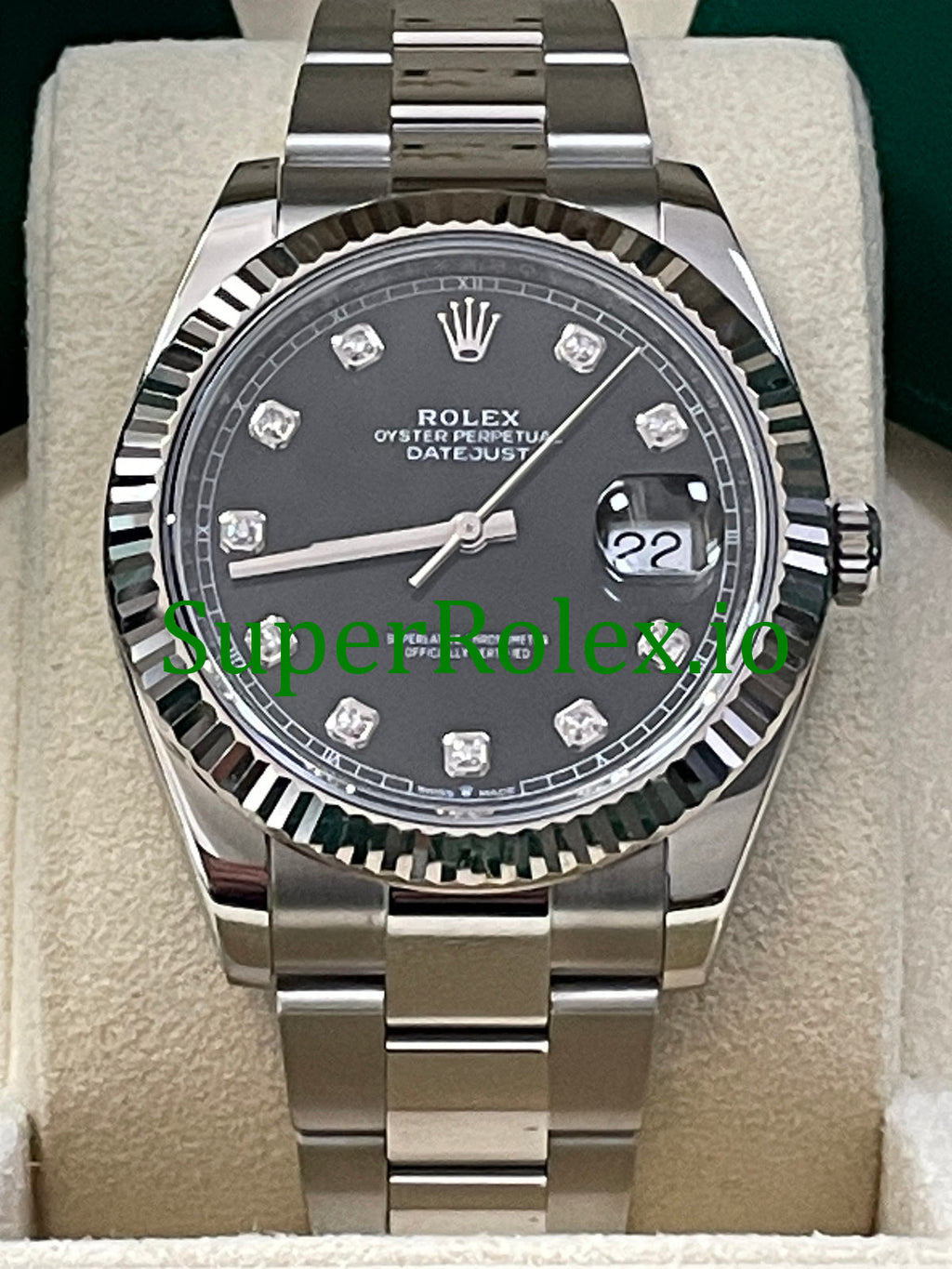 Rolex Datejust 41 Steel and White Gold Rolesor Black Diamond Dial Ref.126334
