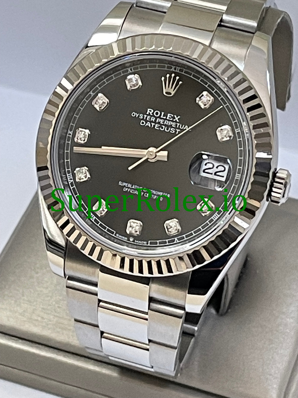 Rolex Datejust 41 Steel and White Gold Rolesor Black Diamond Dial Ref.126334