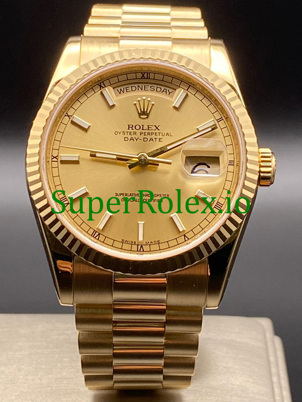 Rolex Day-Date 36MM Yellow Gold Champagne Index Dial Ref.118238