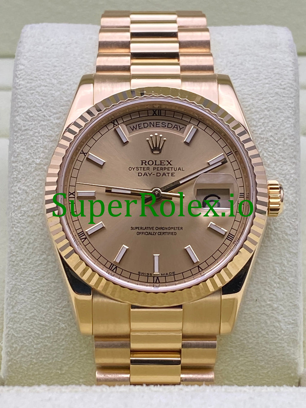 Rolex Day-Date 36MM Yellow Gold Champagne Index Dial Ref.118238