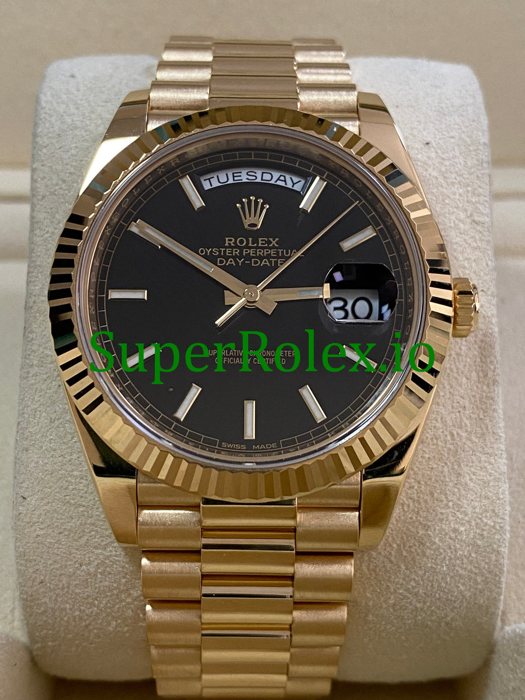 Rolex Day-Date 40MM Yellow Gold Ref.228238 Black Motif Dial