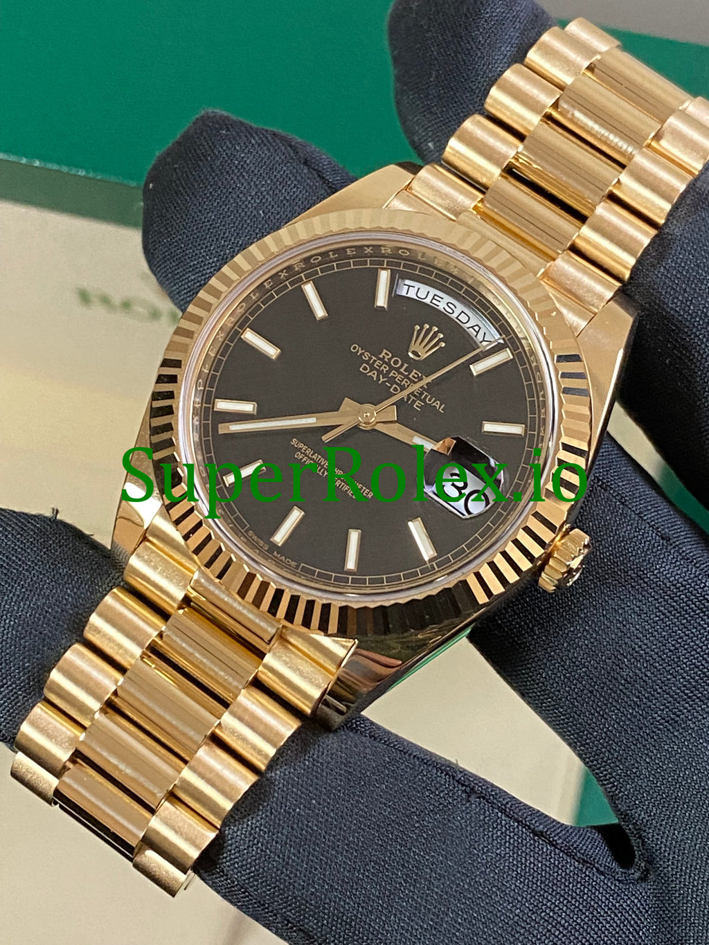 Rolex Day-Date 40MM Yellow Gold Ref.228238 Black Motif Dial
