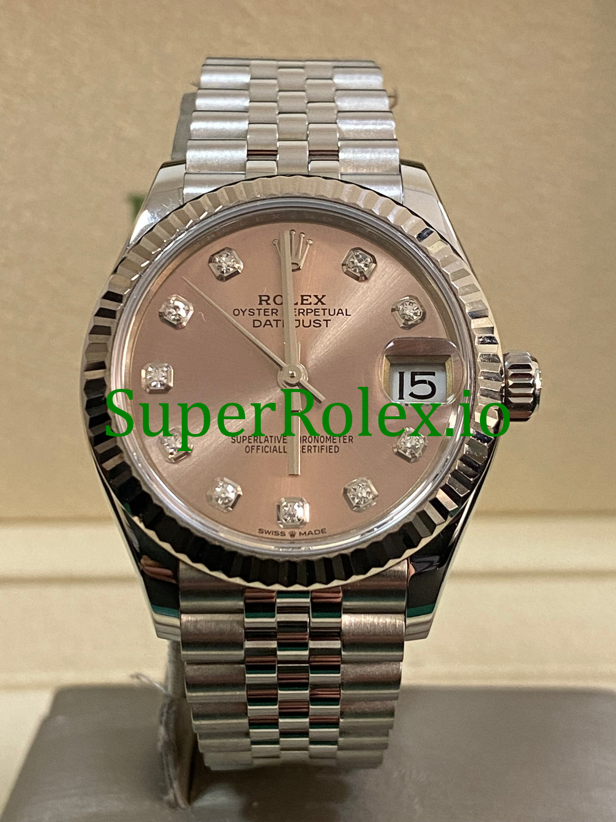 Rolex Datejust 31 Steel and White Gold Pink Diamond Dial Ref.278274