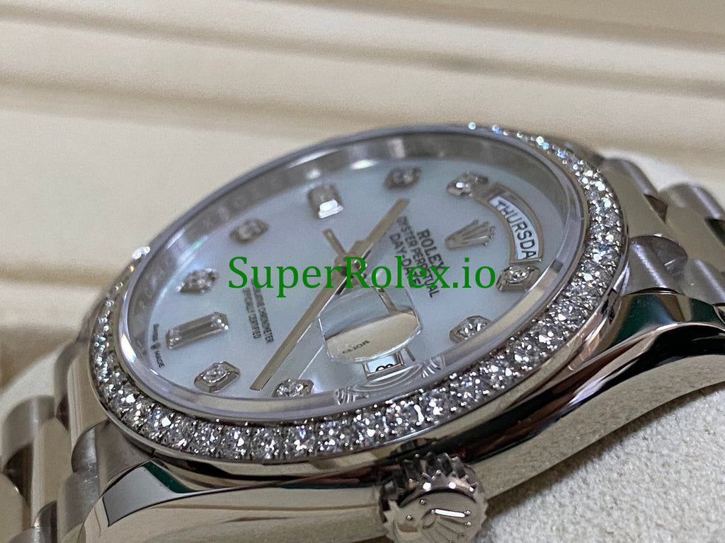 Rolex Day-Date 36MM White Gold Diamond Bezel Ref.128349RBR