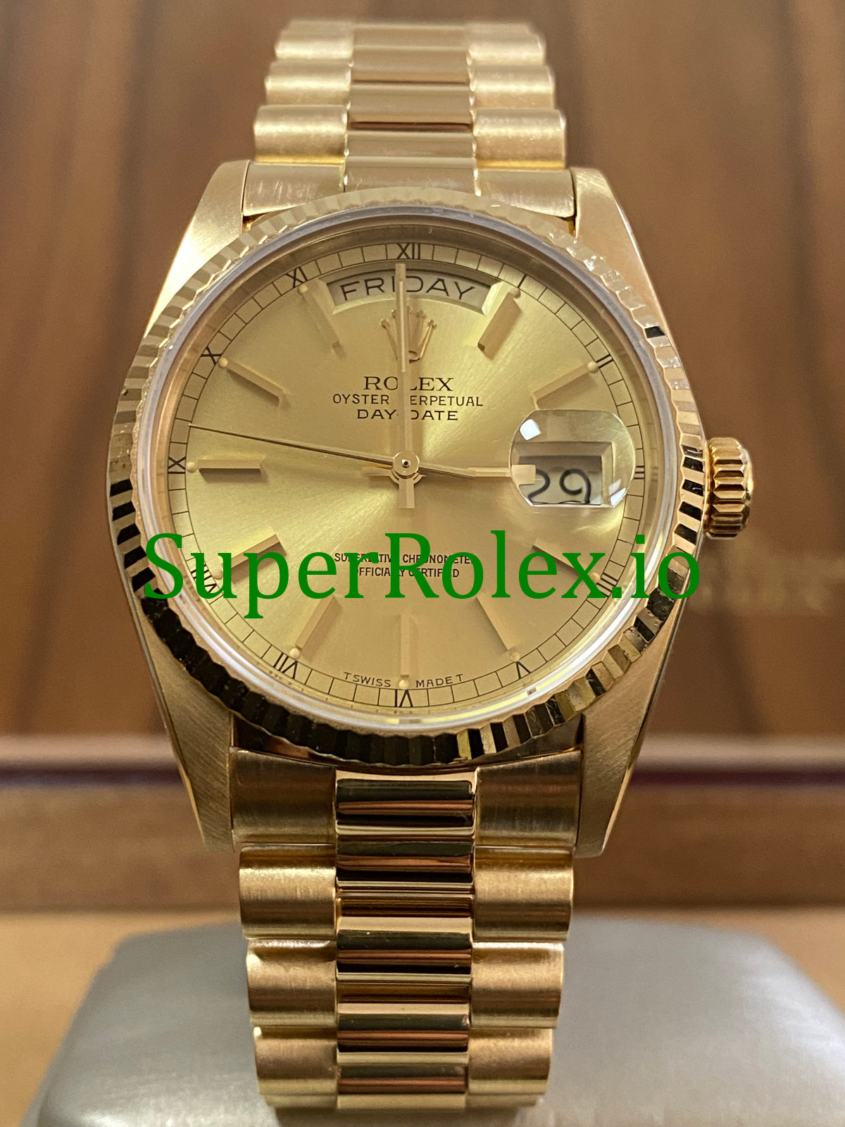 Rolex Day-Date 36MM Yellow Gold Champagne Index Dial Ref.18038