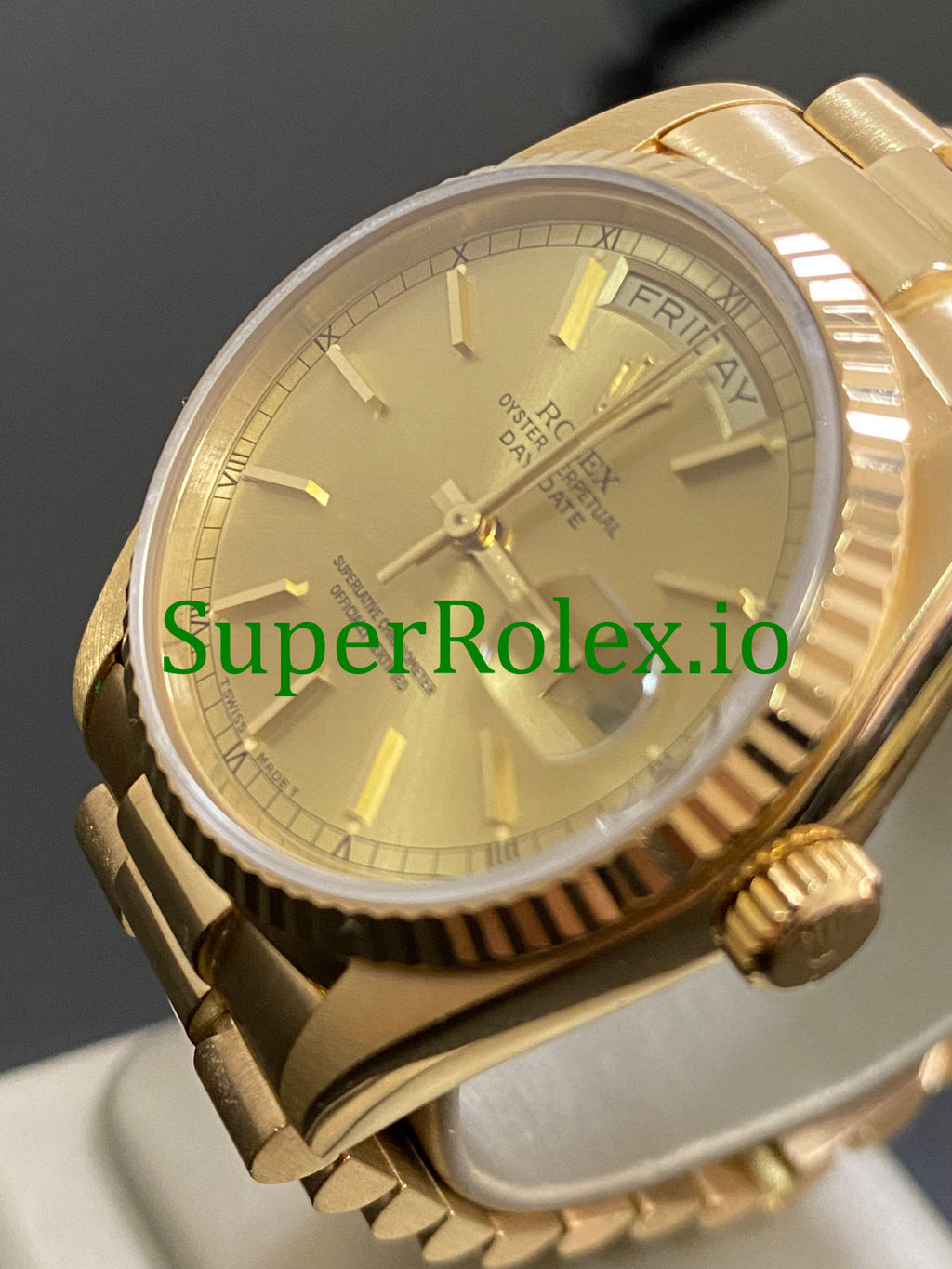 Rolex Day-Date 36MM Yellow Gold Champagne Index Dial Ref.18038
