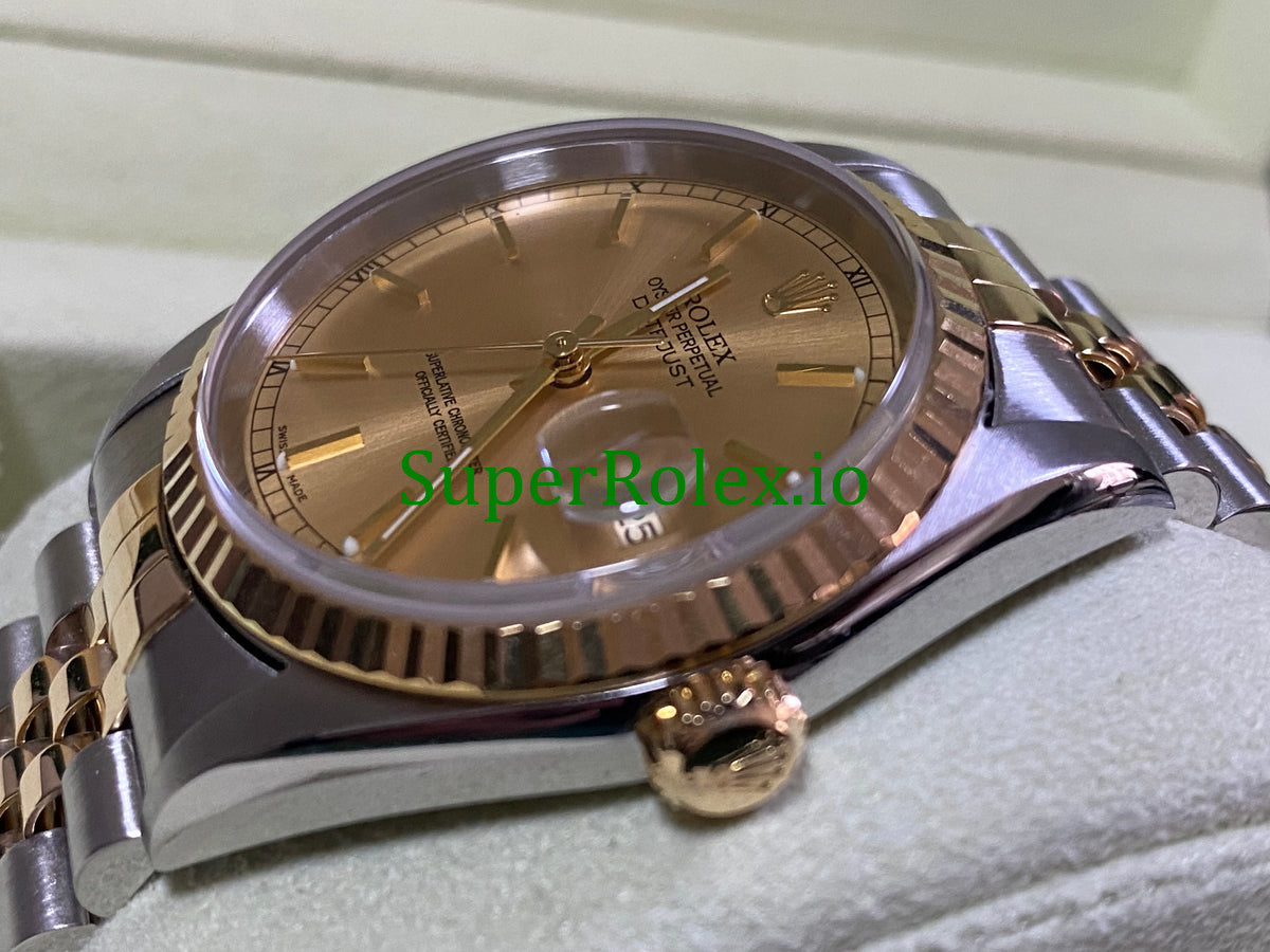 Rolex Datejust 36 Steel and Yellow Gold Champagne Index Dial Ref.16233