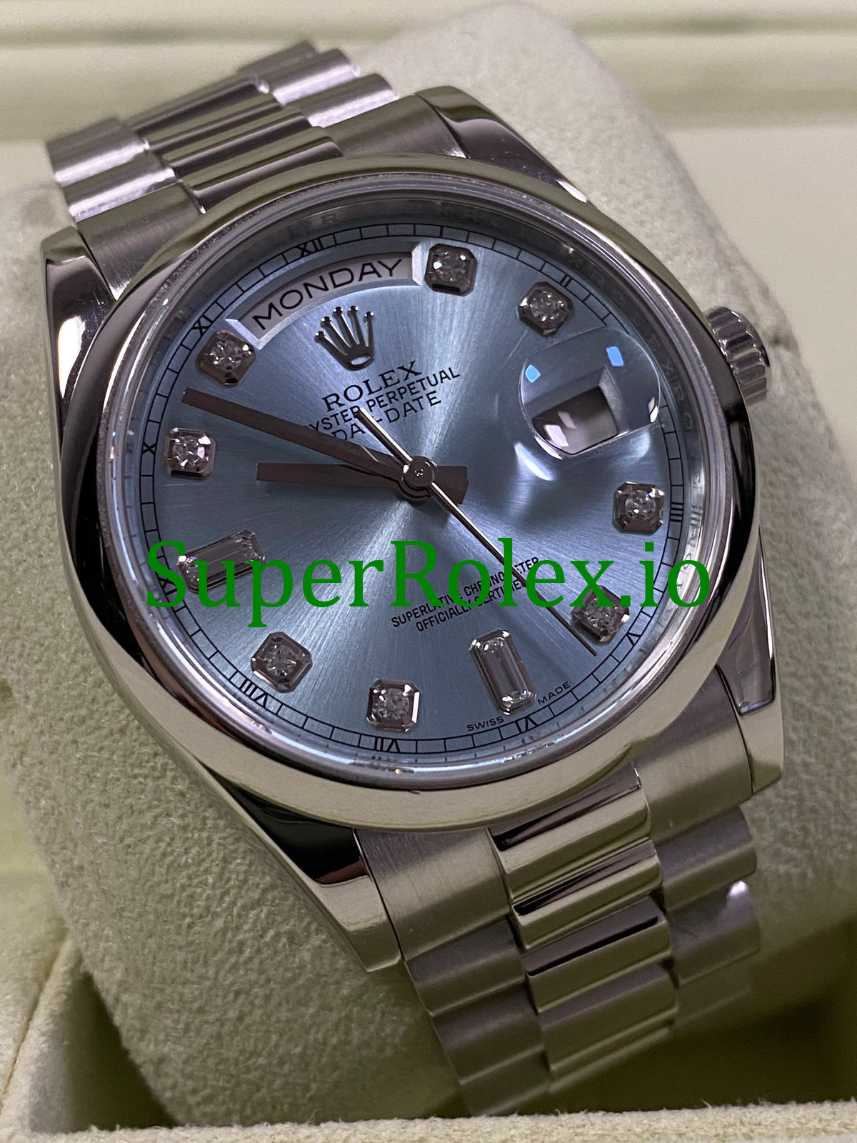 Rolex Platinum Day-Date 36MM Ice Blue Diamond Dial Ref.118206