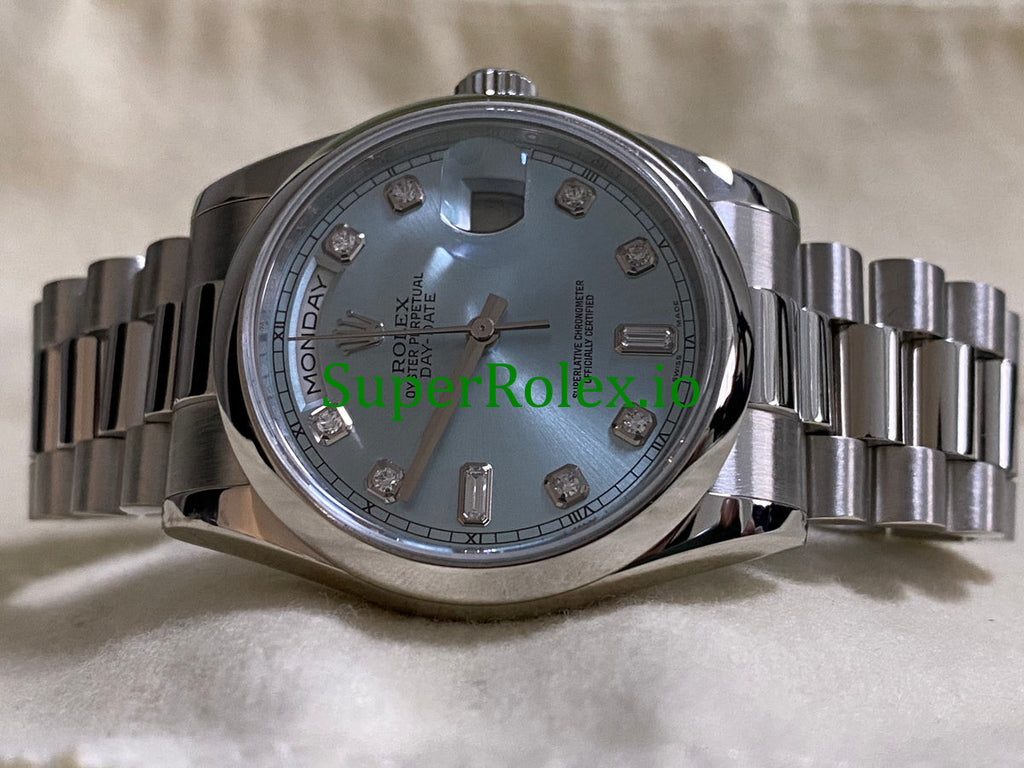 Rolex Platinum Day-Date 36MM Ice Blue Diamond Dial Ref.118206