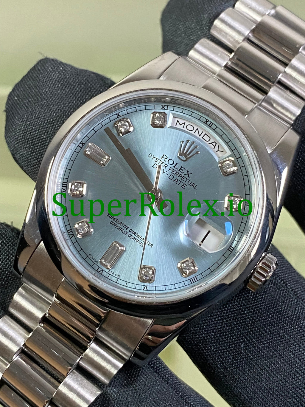 Rolex Platinum Day-Date 36MM Ice Blue Diamond Dial Ref.118206