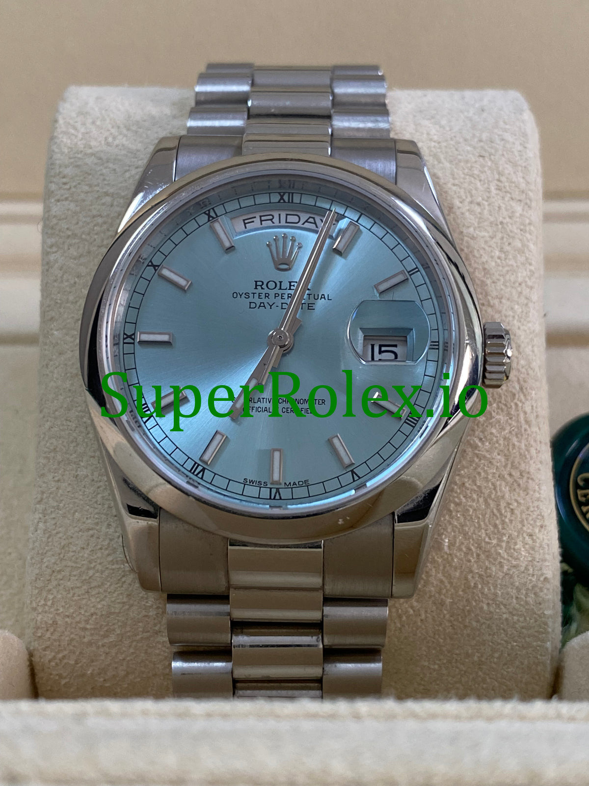 Rolex Platinum Day-Date 36 Ice Blue Dial Ref.118206