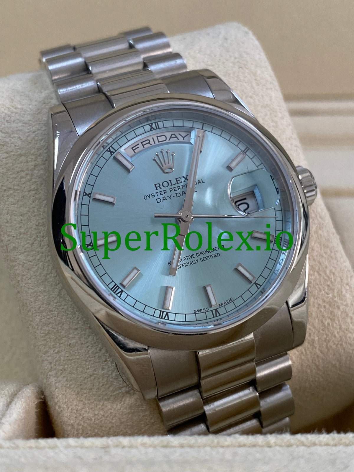 Rolex Platinum Day-Date 36 Ice Blue Dial Ref.118206
