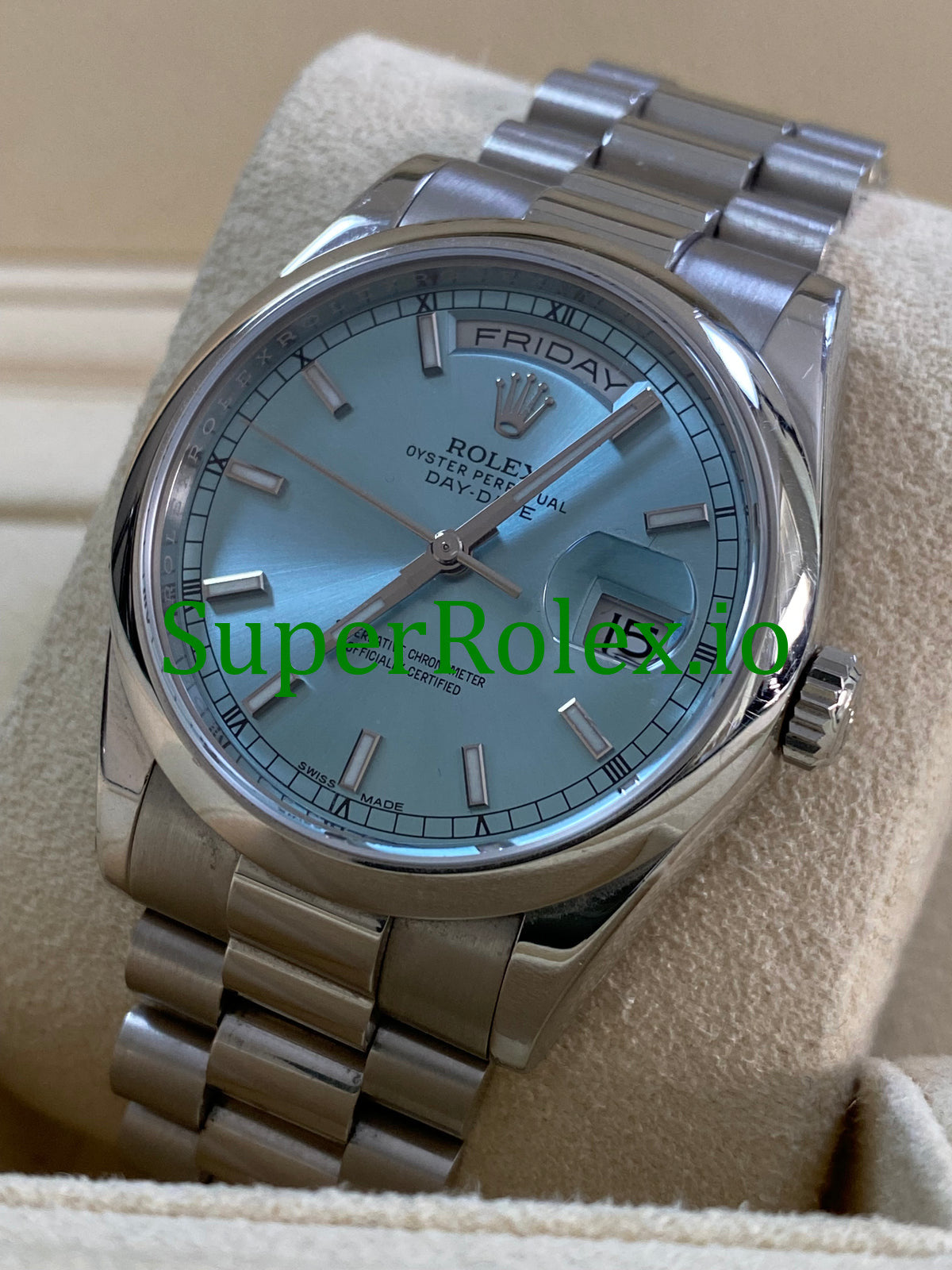 Rolex Platinum Day-Date 36 Ice Blue Dial Ref.118206