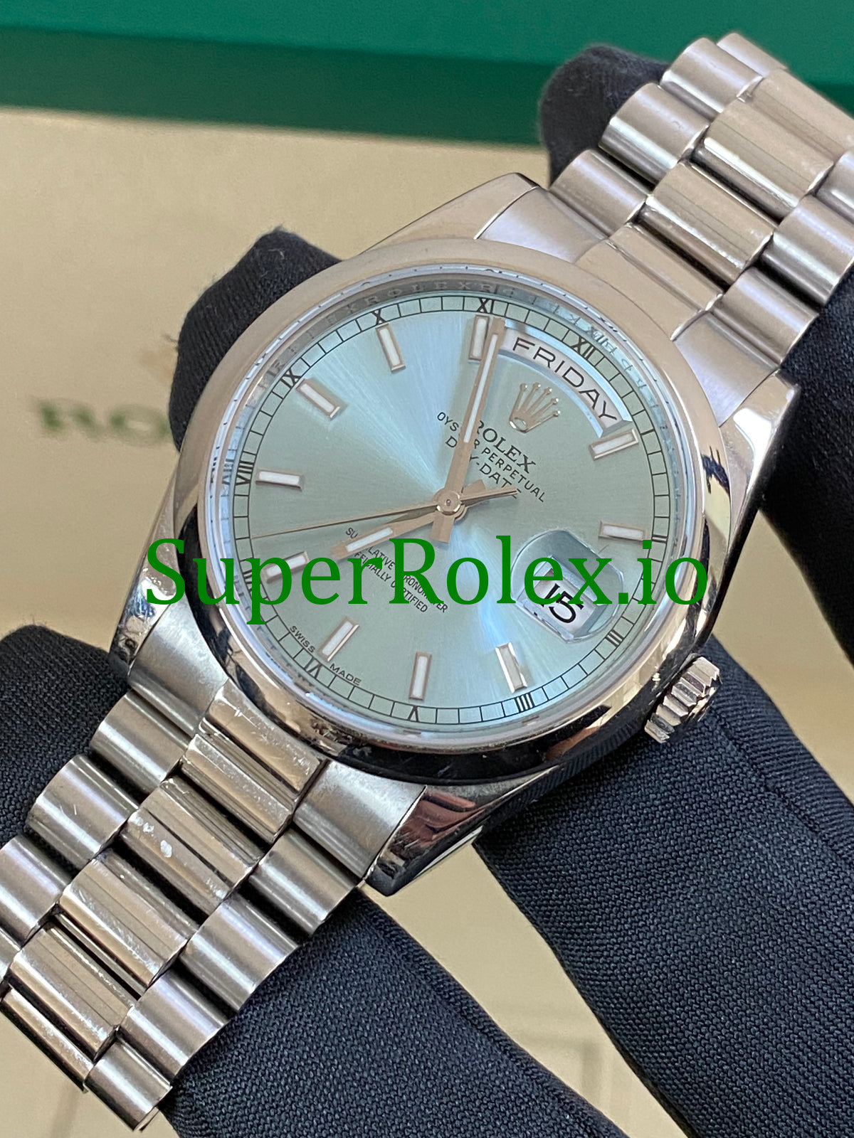 Rolex Platinum Day-Date 36 Ice Blue Dial Ref.118206