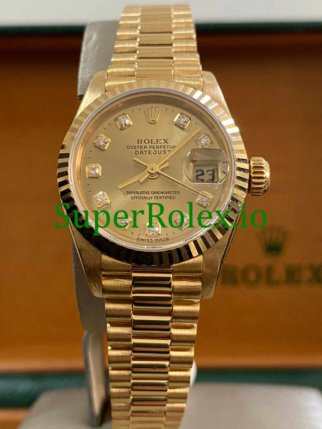 Rolex Lady-Datejust 26MM Champagne Diamond Dial Ref.69178