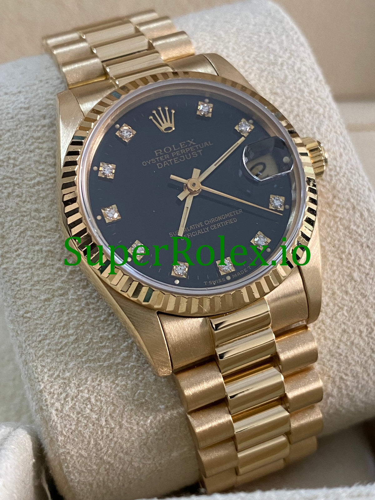 Rolex Datejust 31 Yellow Gold Black Diamond Dial Ref.68278