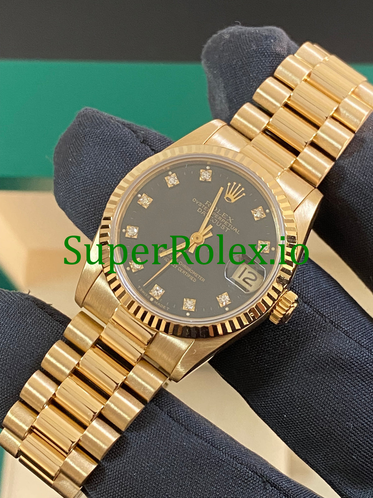 Rolex Datejust 31 Yellow Gold Black Diamond Dial Ref.68278
