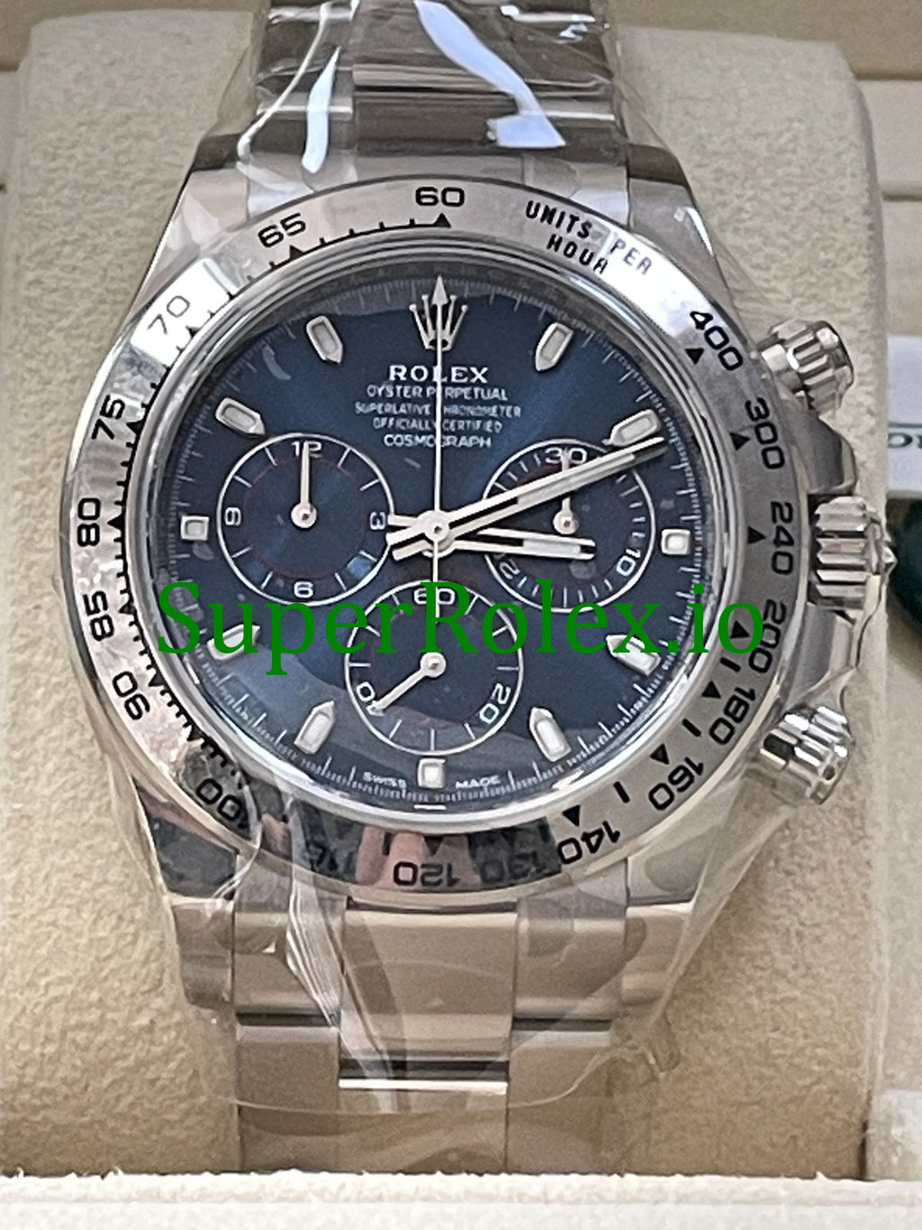 Rolex Cosmograph Daytona 40 White Gold Blue Index Dial Ref.116509