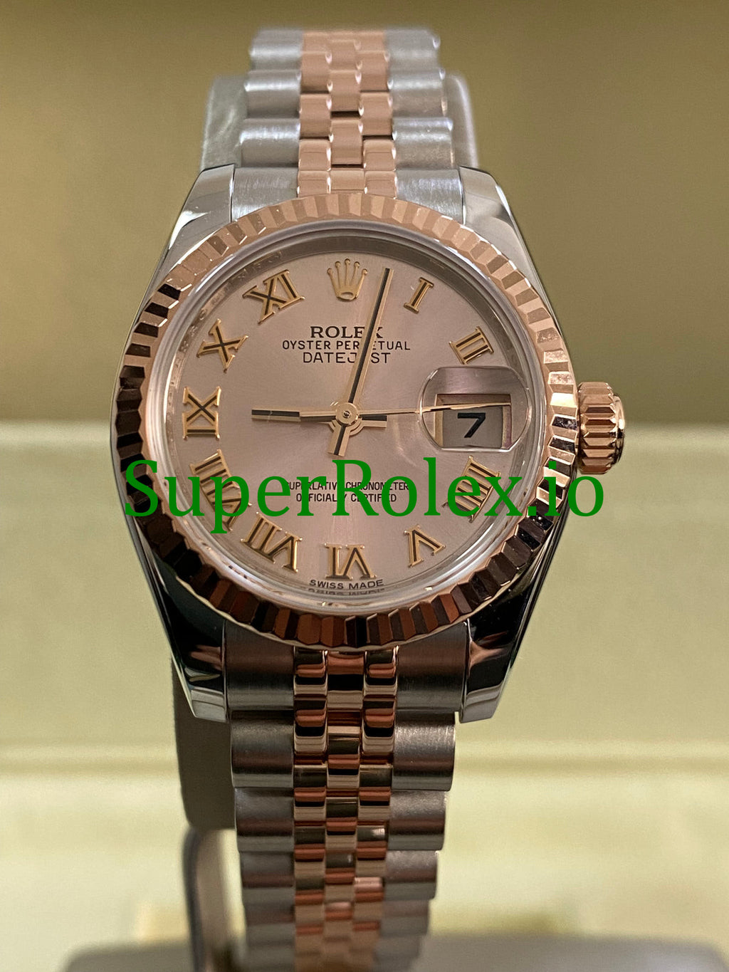 Rolex Lady-Datejust 26 Everose Gold and Steel Pink Roman Dial Ref.179171