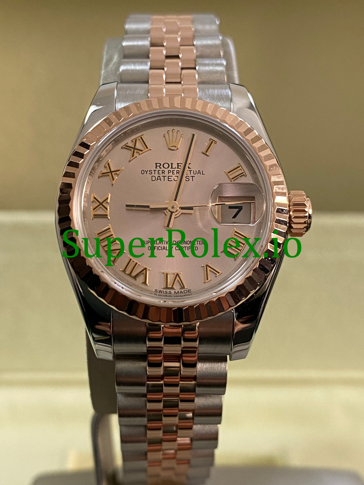 Rolex Lady-Datejust 26 Everose Gold and Steel Pink Roman Dial Ref.179171