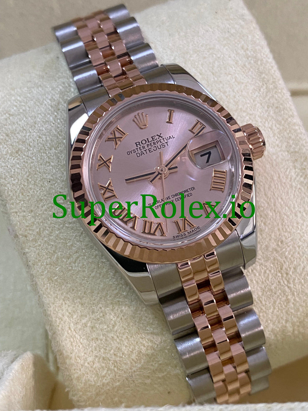 Rolex Lady-Datejust 26 Everose Gold and Steel Pink Roman Dial Ref.179171