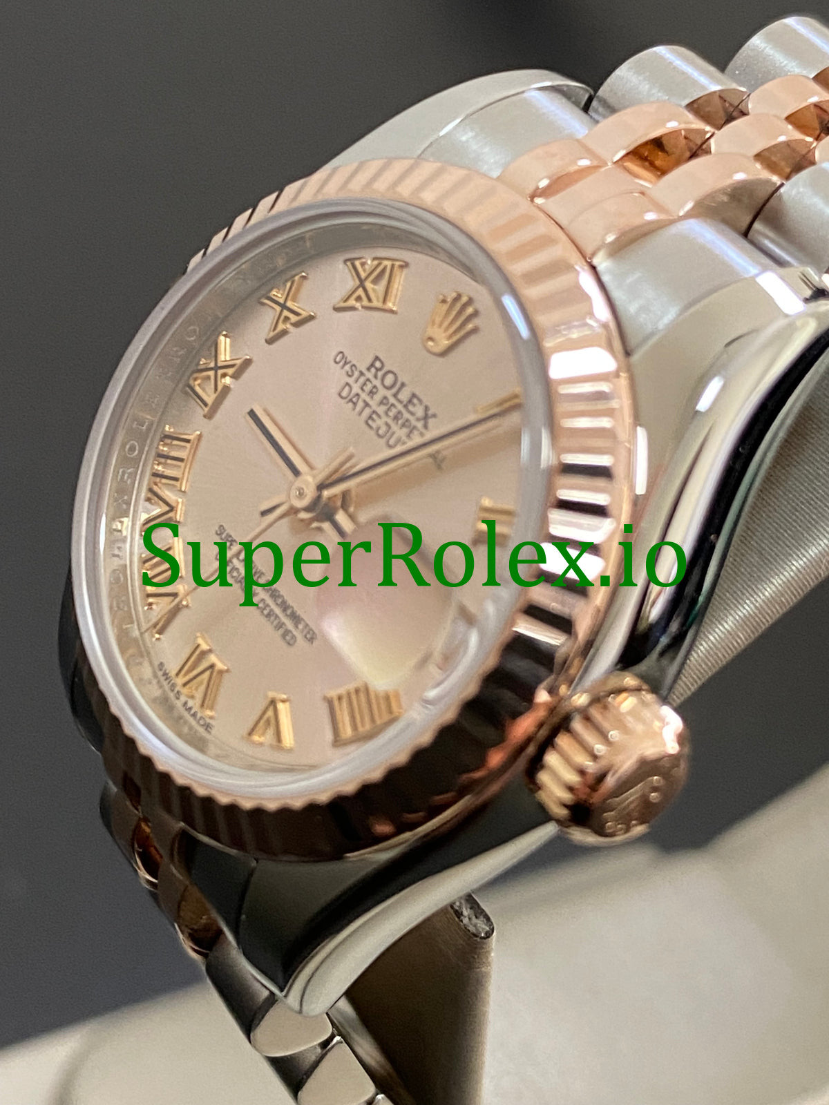 Rolex Lady-Datejust 26 Everose Gold and Steel Pink Roman Dial Ref.179171