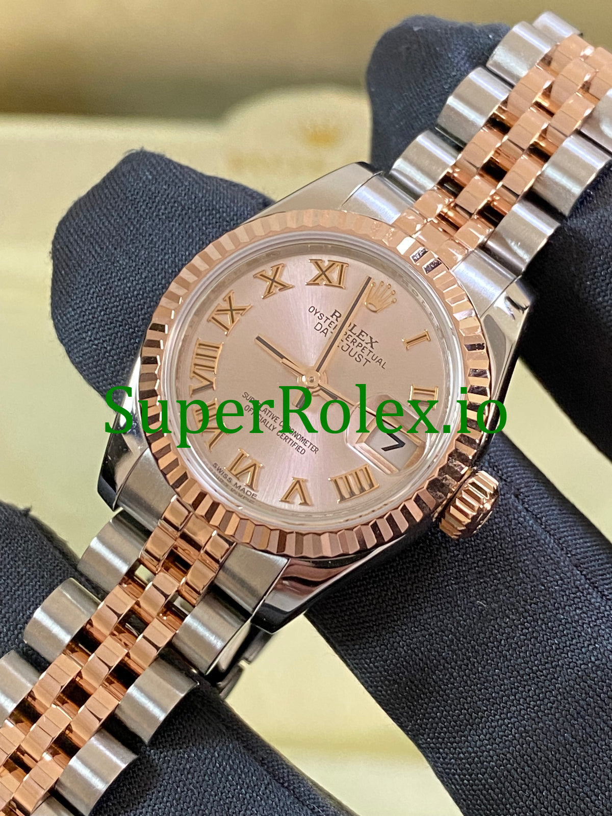 Rolex Lady-Datejust 26 Everose Gold and Steel Pink Roman Dial Ref.179171