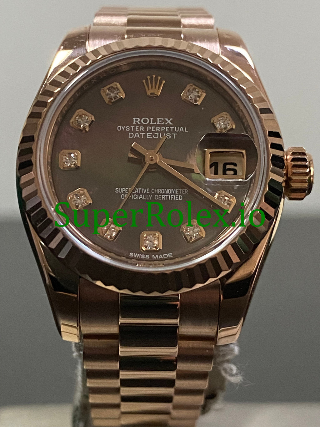 Rolex Lady-Datejust 26 Everose Gold Pearl Diamond Dial Ref.179175