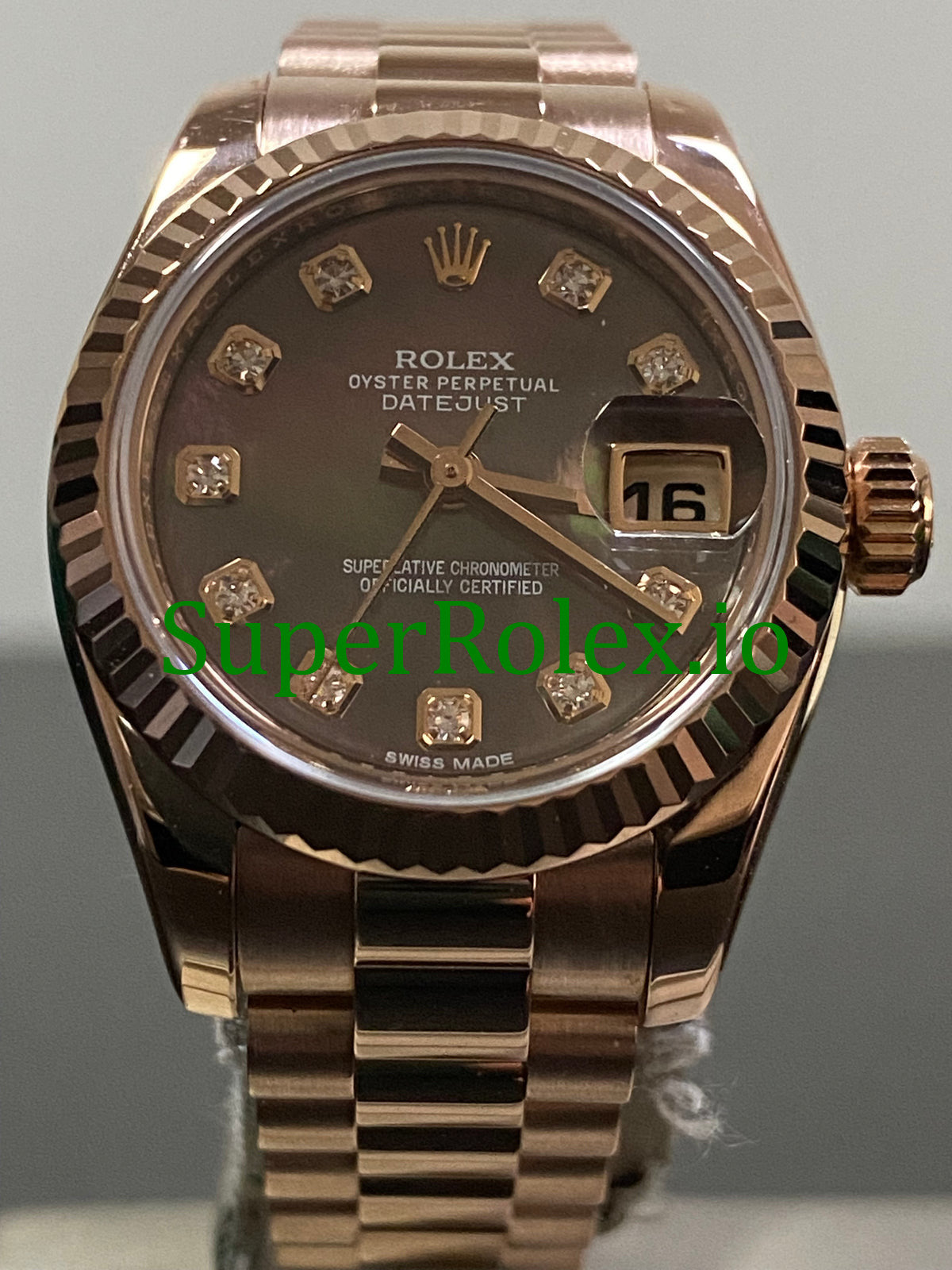 Rolex Lady-Datejust 26 Everose Gold Pearl Diamond Dial Ref.179175