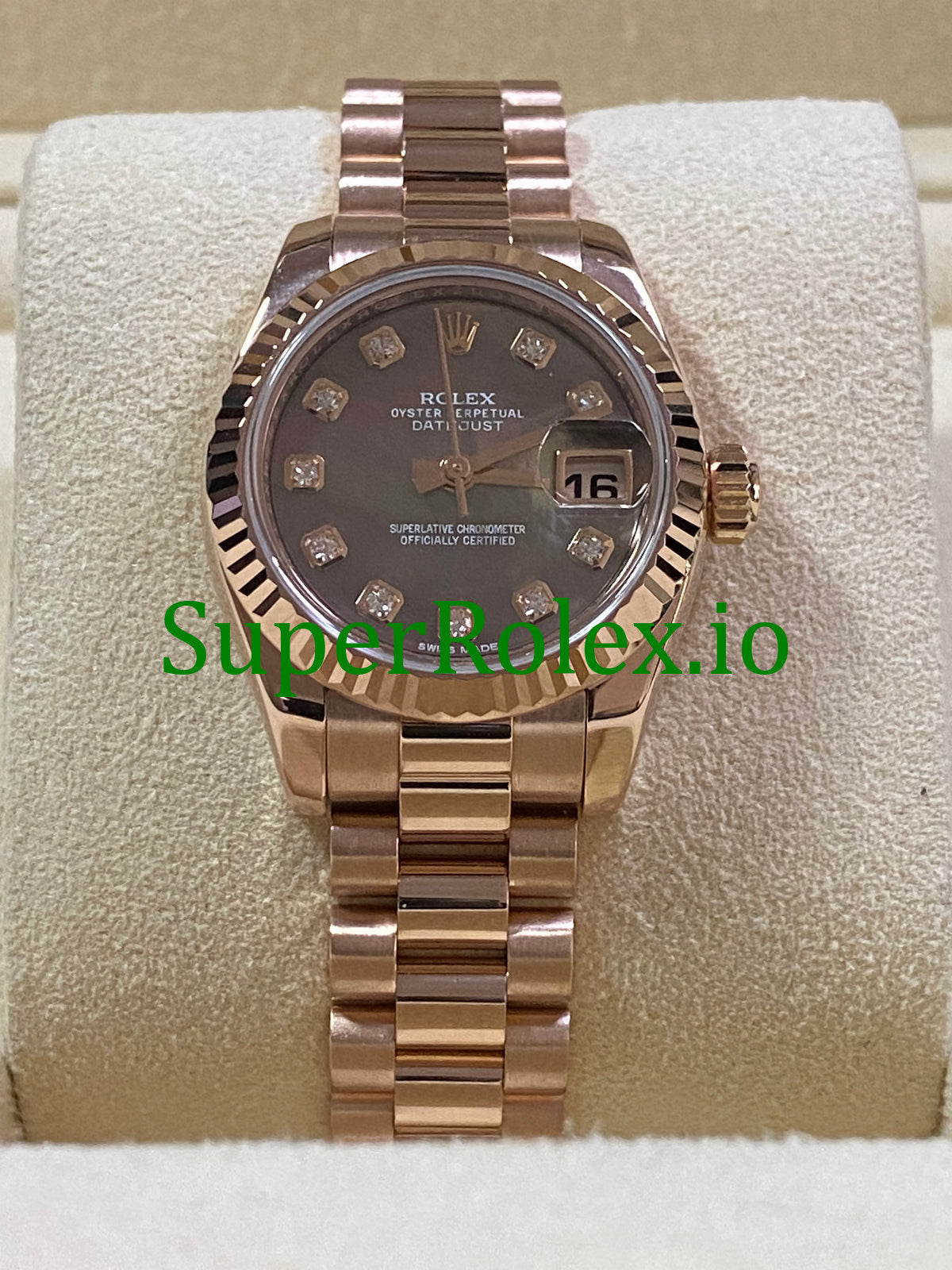 Rolex Lady-Datejust 26 Everose Gold Pearl Diamond Dial Ref.179175