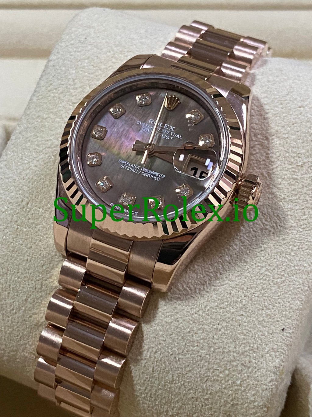 Rolex Lady-Datejust 26 Everose Gold Pearl Diamond Dial Ref.179175