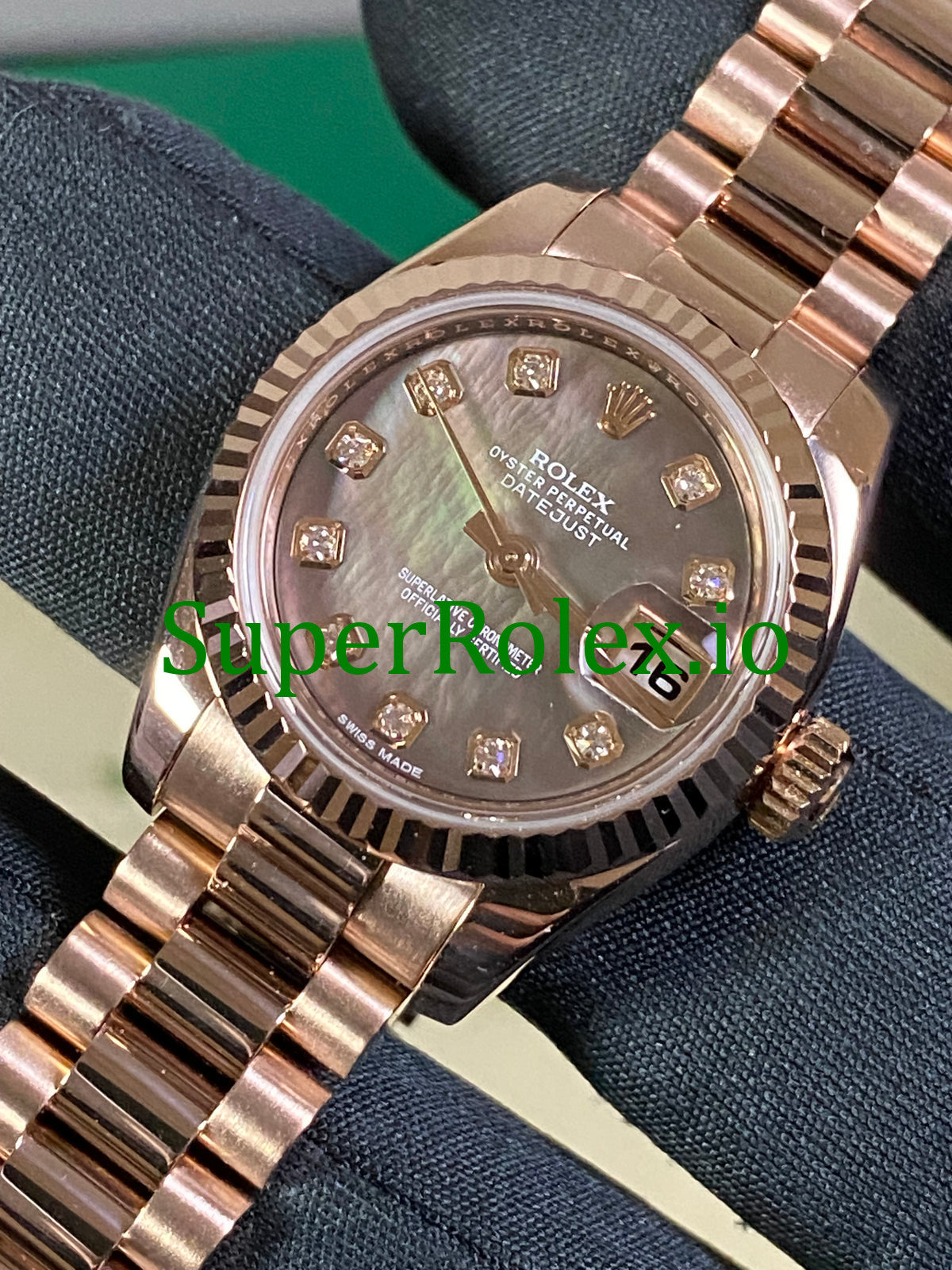 Rolex Lady-Datejust 26 Everose Gold Pearl Diamond Dial Ref.179175