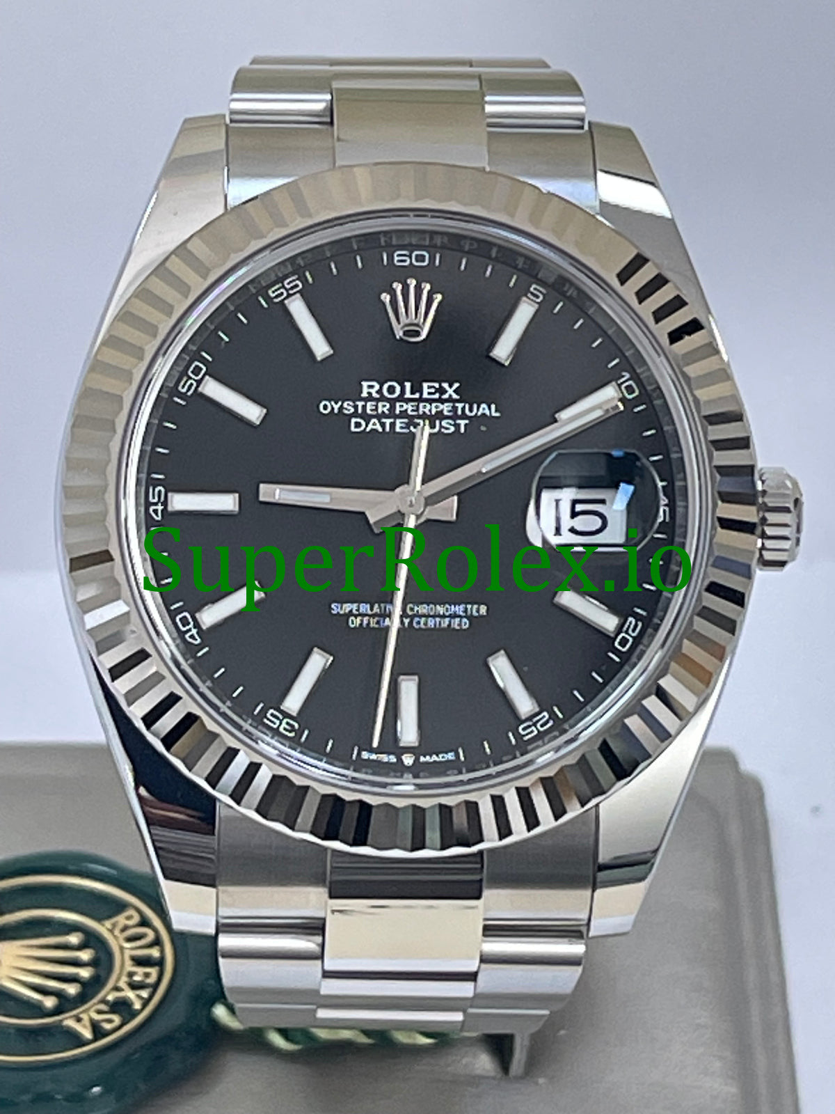 Rolex Datejust 41 Steel and White Gold Black Index Dial Ref.126334