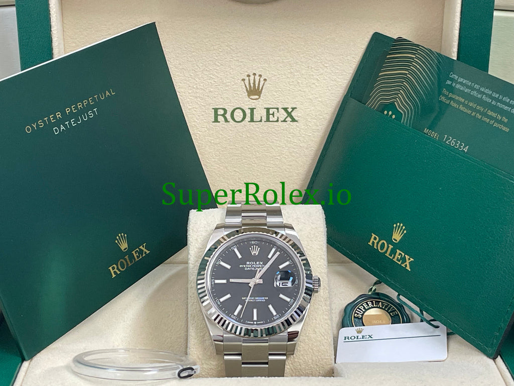 Rolex Datejust 41 Steel and White Gold Black Index Dial Ref.126334