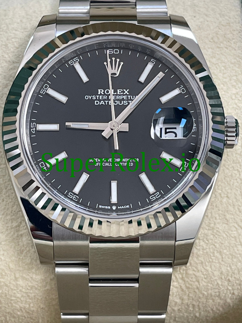 Rolex Datejust 41 Steel and White Gold Black Index Dial Ref.126334