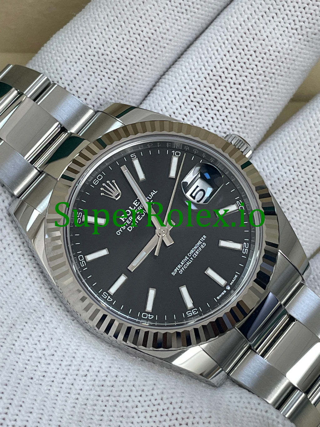 Rolex Datejust 41 Steel and White Gold Black Index Dial Ref.126334